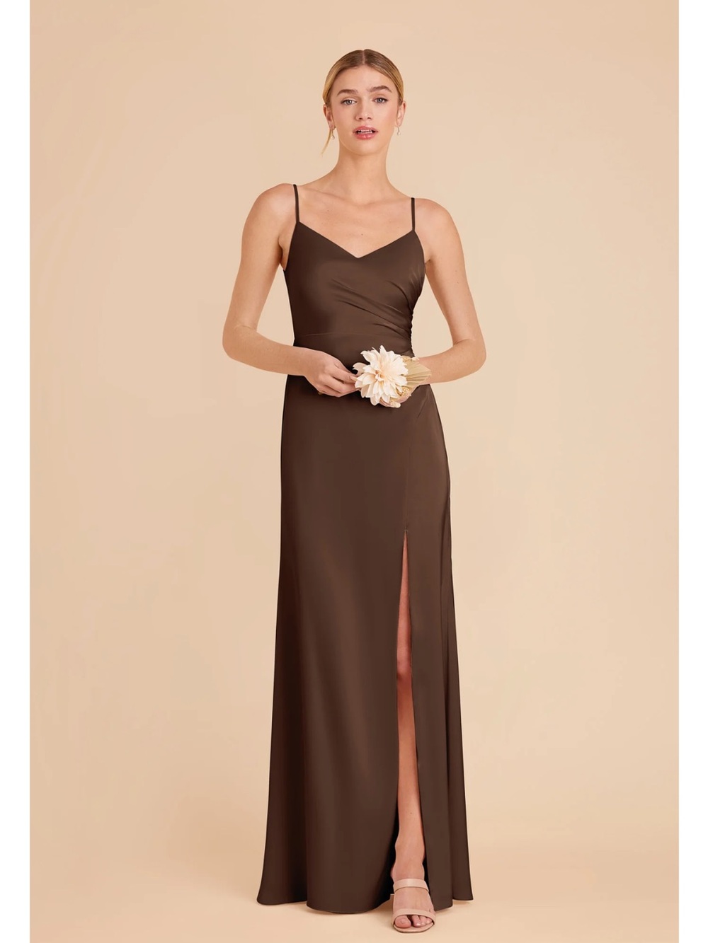 Birdy Grey Brown Satin Maxi Dress